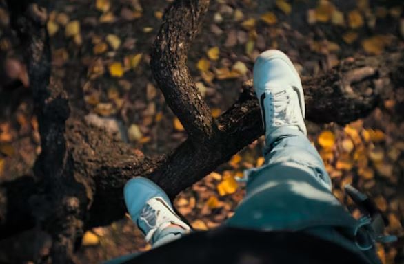 pieds sur une branche en hauteur