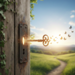 clé d'où sortent des papillons symbolisant la liberté