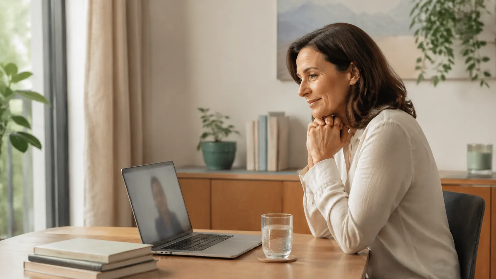 Femme participant à une séance d’Harmonisation Globale à distance